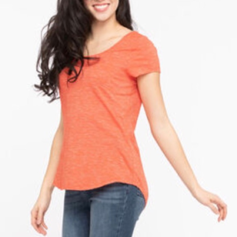 2/$15 Ricki’s Scoop Neck T-Shirt Orange White Size S NWT